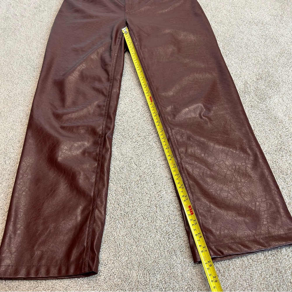 Dynamite Justina straight crinkled faux leather pants in burgundy (dark Ruby) 6 - Picture 10 of 14